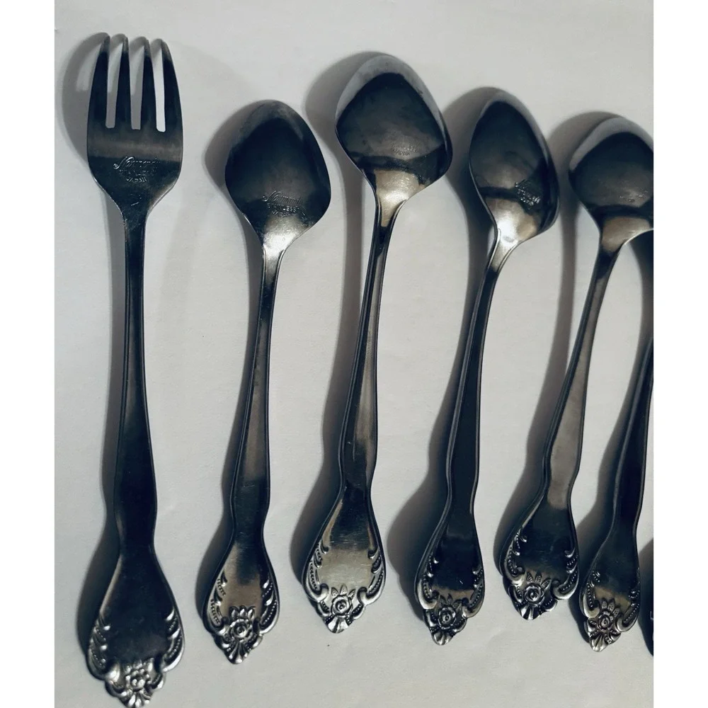 10 Piece Set Normandy Stainless Japan Floral Flatware 10‎ Piece Lot